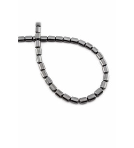 Hematit Doğal Taş Parlak Füme Silindir Kesim 4x6mm Dizi [AA]