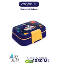 1030 ML Tek Kat 4 Bölme Çocuk Beslenme Kutusu Çatal / Kaşık -FFB1262 (Mavi)