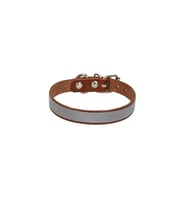 Cattie Gerçek Deriden El Yapımı Reflektörlü Kedi Boyun Tasması 1,2x25-29cm - Brown