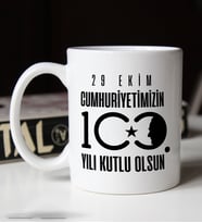 BK Gift 29 Ekim Temalı Beyaz Kupa Bardak-3, Arkadaşa Hediye , 29 Ekim Hediyesi, 100.Yıl Hediyesi