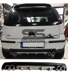 Opel Corsa  C Difüzör Arka Tampon Eki 4 Egzoz Çıkışlı Gri Lüx Tip