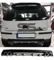 Opel Corsa  C Difüzör Arka Tampon Eki 4 Egzoz Çıkışlı Gri Lüx Tip