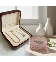 Satürn Kolye ve İtalyan Kolye Set Özel Gün Sevgililer Öğretmenler Doğum Günü (Hediye ve Not ile) (Gold)