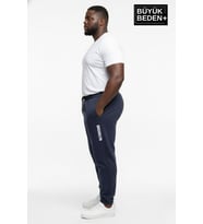 Erkek Büyük Beden BROOKLYN Baskılı Paça Lastikli  Jogger İnce Eşofman Altı  SPR26BEA951-2 (İndigo)