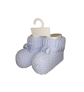 Babysal Erkek Bebek Fiyonklu Triko Patik Mavi