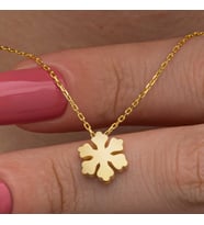Gümüş Gold Minimal Kar Tanesi Kadın Kolye