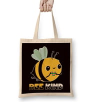 Bee Kind Autism Awareness Autistic Puzzle Health Support Bez Çanta Uzun Saplı