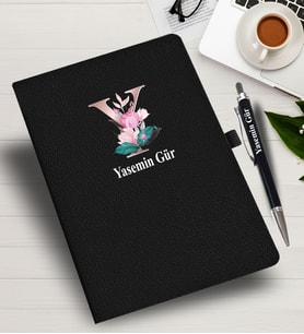 Kişiye Özel harf Tasarımlı  İsme Özel Defter ve Kalem