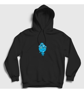 Presmono Unisex Beyaz Ateş Ve Su Oyun Watergirl Sevgili Kapüşonlu Sweatshirt 457730tt (Siyah)