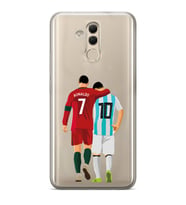 Huawei Mate 20 Lite Uyumlu Lionel Messi ve Cristiano Ronaldo Desenli Şeffaf Telefon Kılıfı