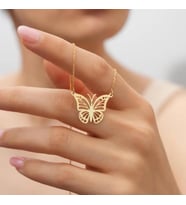 Kişiye Özel Minimal Kelebek Model Kolye 925K Gümüş (Gold)