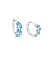 Aquamarin Marquise Diamond Night Halka Kadın Gümüş Küpe 17 MM (Turkuaz)