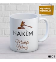 Kişiye Özel Meslek Temalı Kupa  İsimli & Fotoğraflı Premium Hediye Bardak Hakim