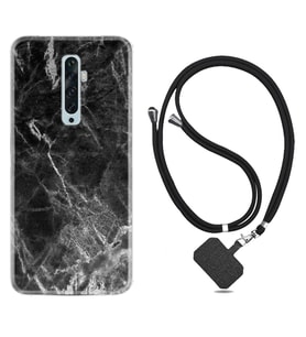 Oppo Reno 2Z 4 Lite 4 Pro 5 6 7 A31 Kılıf Boyun Askılı Silikon Kara Mermer 1375