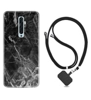 Oppo Reno 2Z 4 Lite 4 Pro 5 6 7 A31 Kılıf Boyun Askılı Silikon Kara Mermer 1375