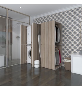 Kenzlife çamaşır-kurutma makinesi dolabı ve giysi dolabı bistami sağ crd 180*160*60  banyo (Beyaz)