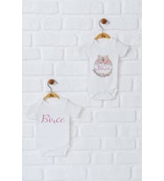 Pia Baby Premium %100 Pamuk İsme Özel Organik Baskılı İkili Set Çıtçıtlı Bebek Body Zıbın Modelleri 5028-17 (Ekru)