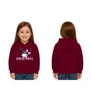 Unisex Baskılı Çocuk Swaetshirt Kapüşonlu 3 İplik Şardonlu Kuromi baskılı (Bordo)