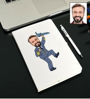Kişiye Özel Pilot Tasarımlı Karikatürlü Beyaz Defter Kalem Seti 102