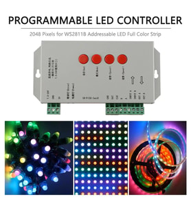 T1000S LED Piksel Kontrol Cihazı Düzenleme Yazılımı 2048 SD Kart kayıt DC 5-24V Işık aydınlatma 256MB Hafıza WS2811 RGB destekli