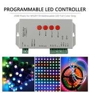 T1000S LED Piksel Kontrol Cihazı Düzenleme Yazılımı 2048 SD Kart kayıt DC 5-24V Işık aydınlatma 256MB Hafıza WS2811 RGB destekli