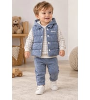 ERKEK BEBEK KAPÜŞONLU SWEAT , ŞİŞME YELEK , PANTOLON 3 PARÇA PREMİUM SERİ KIŞLIK TAKIM