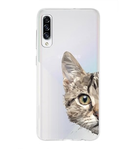 Samsung Galaxy A30s Uyumlu Kapak Catface Tasarımlı Şeffaf Silikon Kılıf