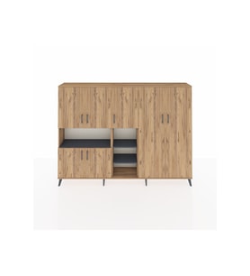 Arges Dolap 13 Raflı 7 Kapaklı 220x30x163 Çam-Çam/Antrasit