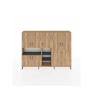 Arges Dolap 13 Raflı 7 Kapaklı 220x30x163 Çam-Çam/Antrasit