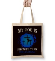 God Child Abuse Prevention Month Religion Blue Ribbon April Bez Çanta Uzun Saplı