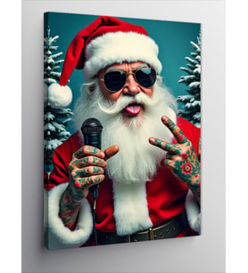 Kanvas Tablo Mikrofonlu Noel Baba