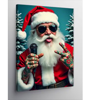 Kanvas Tablo Mikrofonlu Noel Baba