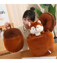 Fındık içinden çıkan sevimli sincap fermuarlı peluş oyuncak 35 cm