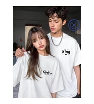 King Queen Sevgili Tişört Kombini Unisex Çift Tişört Seti %100 Pamuk Couple T-Shirt