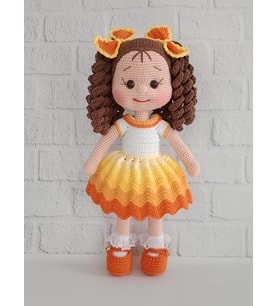Gün Batımı Kıvırcık Saçlı Karnaval Bebek Amigurumi Organik Oyuncak