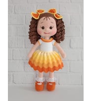 Gün Batımı Kıvırcık Saçlı Karnaval Bebek Amigurumi Organik Oyuncak