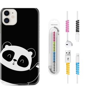 Apple iPhone 11 12 13 Mini Kılıf Kablo Koruma Spiral Silikon Bay Bay Panda 1784
