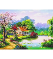 Gölet Evi 2 Sayılarla Boyama Seti 40x50 cm (Tuvale Gerili)