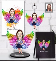 Kişiye Özel Melek Anne Karikatürlü 5 li Hediye Seti  Model-3