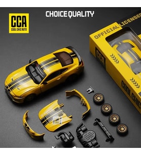 1 Kutu 1:42 Ford Mustang GT 2018 Sarı Araba Modeli Modifiye Edilebilir, Kapıları Açılabilir, Aksesua