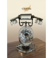 Kristal Cam Telefon Dekoratif Obje - Antika Tasarım Lüks Salon Aksesuarı 23X22 cm