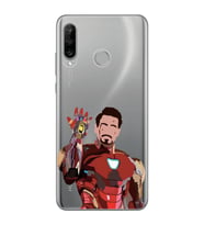 Huawei P30 Lite Uyumlu Iron Man Desenli Şeffaf Telefon Kılıfı