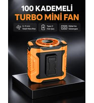 Dijital Ekranlı Turbo Mini Fan – 3 Kademeli Hız, Sessiz Çalışma ve Type-C Şarj
