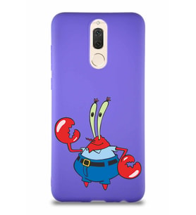 Huawei Mate 10 Lite Soft Premier Kapak Bay Yengeç Tasarımlı Silikon Kılıf - Mor (Şeffaf)