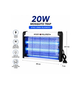 Enerji Tasarruflu Elektrikli Sinek Öldürücü Cihaz 20W Izgaralı Sivrisinek Tuzağı -6020-