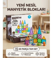 Manyetik Yapı Blokları Çocuklar İçin 3 Boyutlu Renkli Mıknatıslı 40 Parça Manyetik Blok Oyun Seti