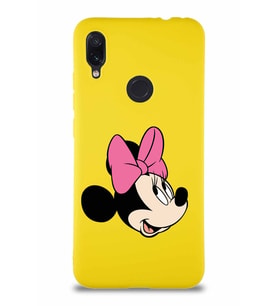 Xiaomi Redmi Note 7 Soft Premier Kapak Minnie Mouse-A Tasarımlı Silikon Kılıf - Sarı (Şeffaf)