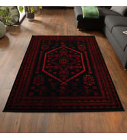 Yağcıbedir Afgan Türkmen Otantik Desenli Dokuma Bordo Oturma Odası Salon Mutfak Halısı 3671H_ZS47