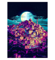 Postera Bajara Mêrdinê - Mardin Şehri Posteri (Siyah-Gri)