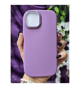 Iphone 15 Uyumlu Metal Kamera Çerçeveli Mat Mor Silikon Kılıf